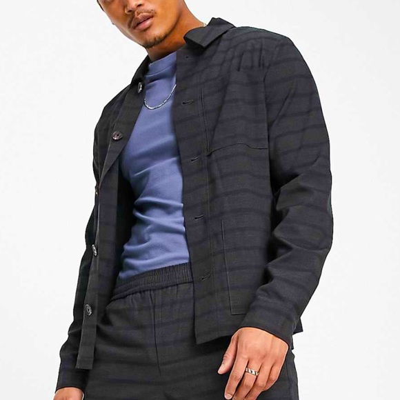 Jack & Jones Premium Men’s Trousers Pants in Charcoal Gray & Navy Blue Check - Picture 6 of 15